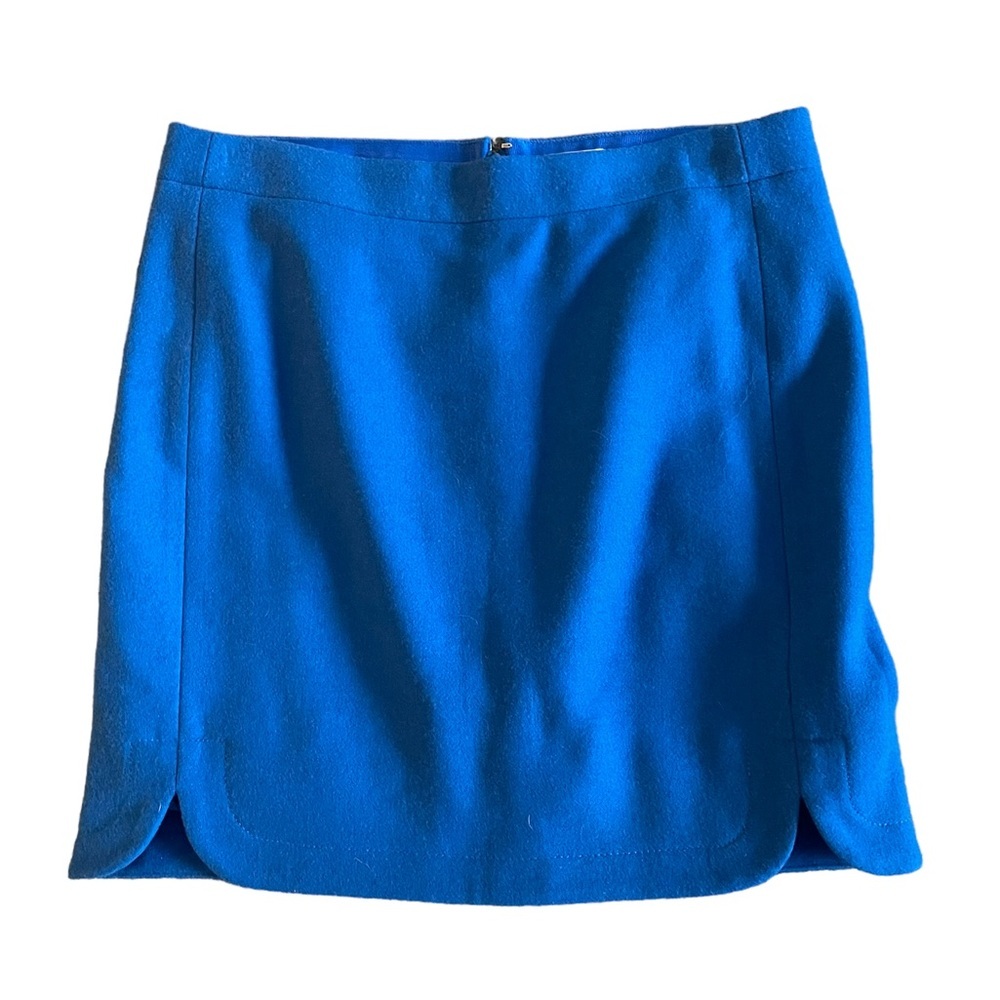 J Crew Blue Wool Blend Lined Skirt